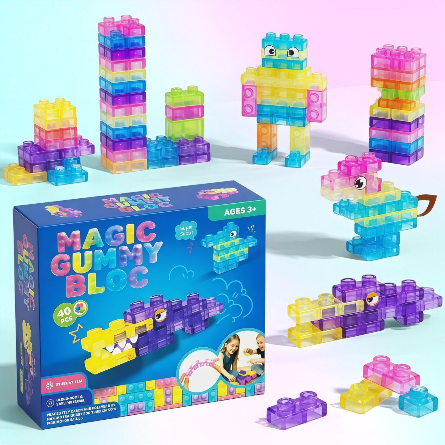 VaultBlobs Jelly Blocks — Squishy Building Bricks