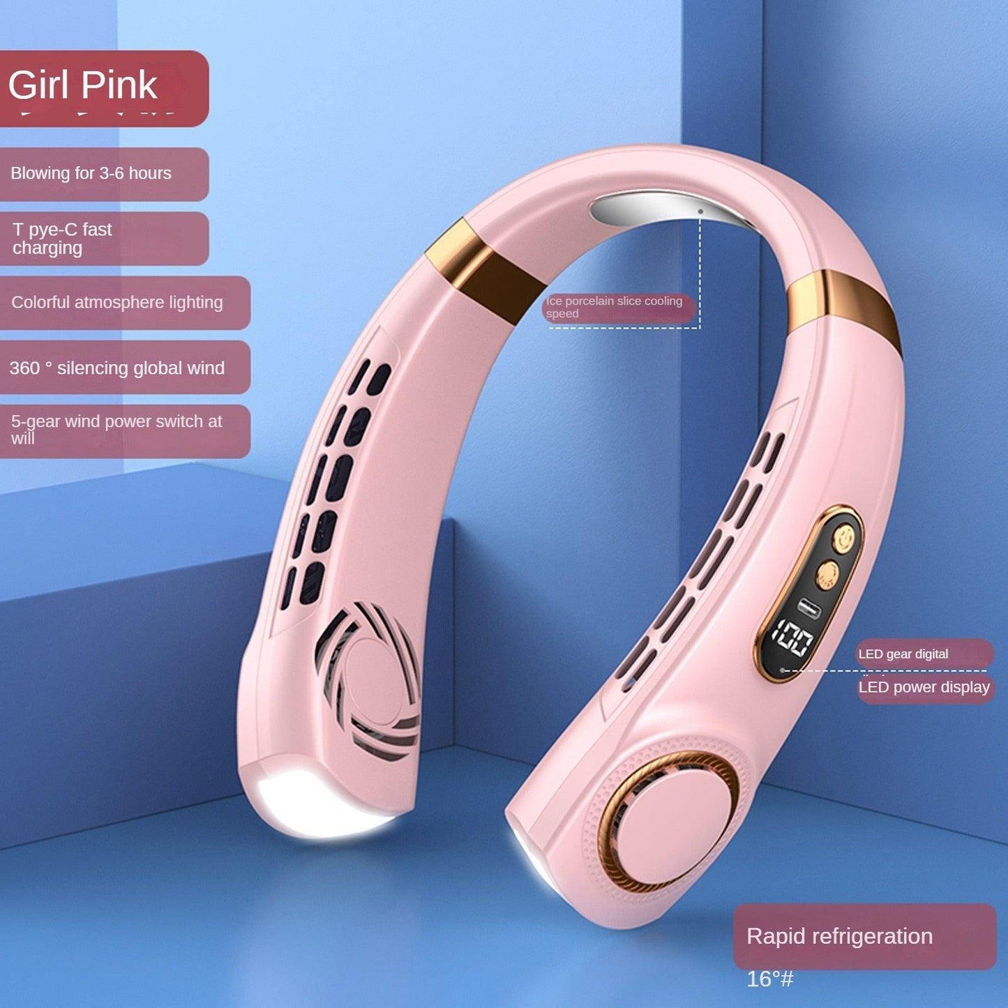ChillCollar™ Neck Fan ❄️ — Bladeless 5-Speed Wearable Cooling