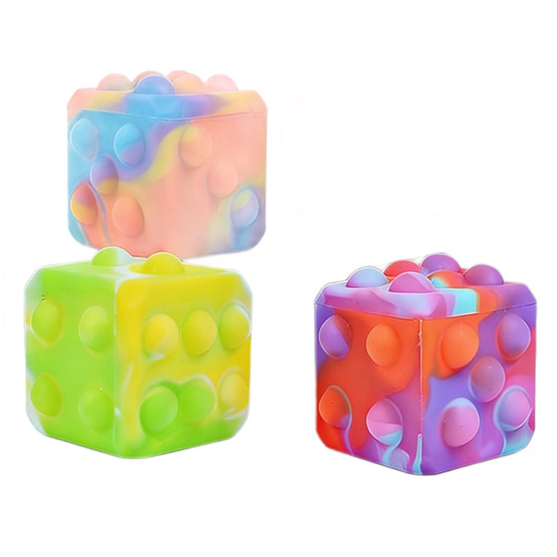 3D Dice Silicone Bubble Squeeze Ball