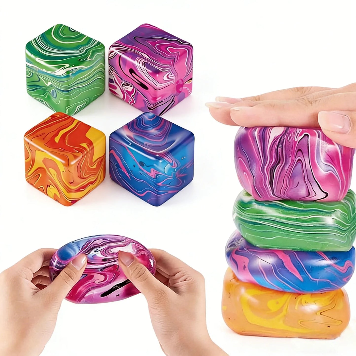 Marble Swirl Squishy Fidget Toy – Anti-Anxiety Hand Squeeze Sensory Ball