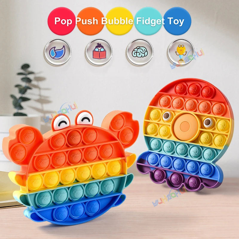 Rainbow Pop Push Bubble Fidget Toy – Sensory Stress Relief for Kids &amp; Adults