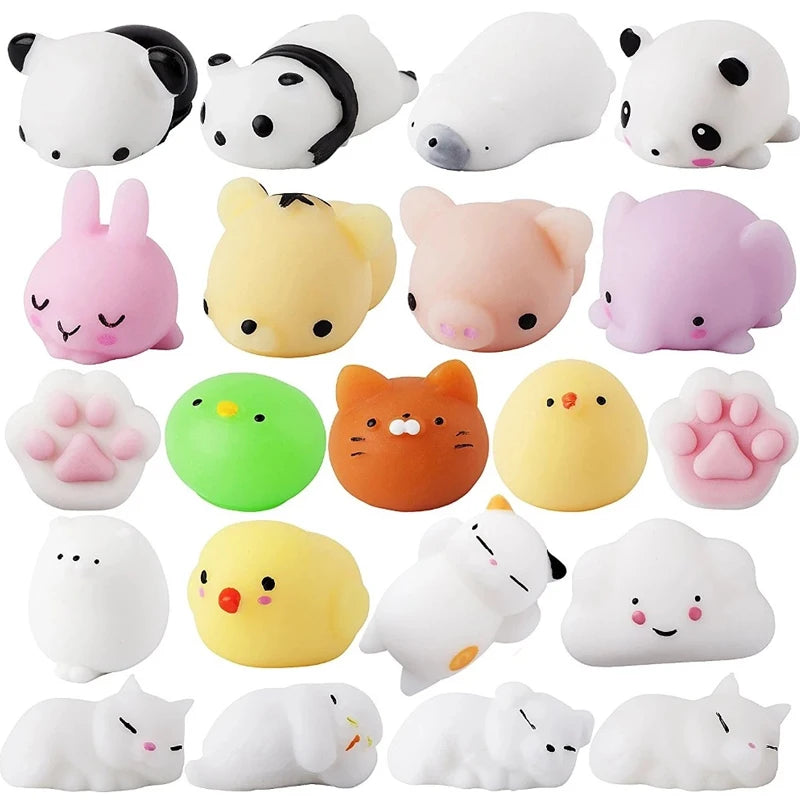 Glow in the Dark Mochi Squishy Set – Kawaii Animal Stress Relief Party Favors