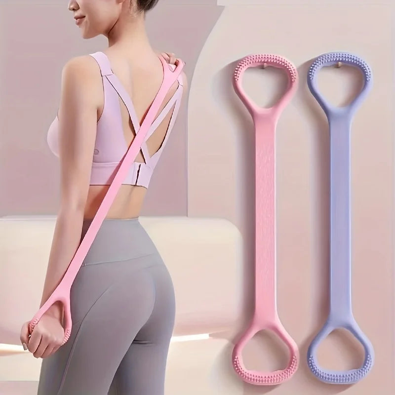 1PC 8-Shaped Silicone Resistance Band Extra Elastic Yoga Strap for Full-Body Workouts Fitness Stretching Back Waist Arm Training