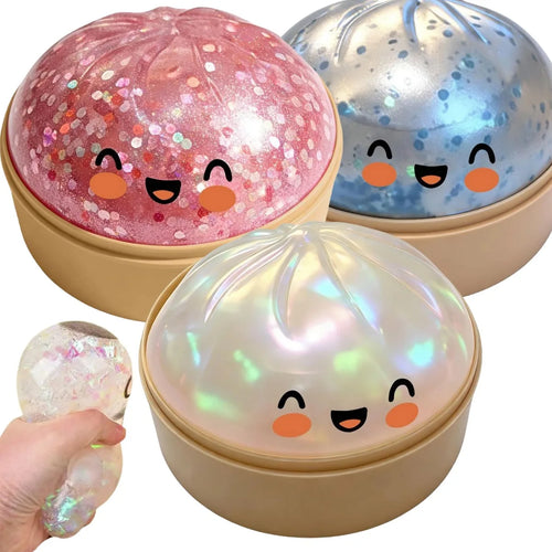 VaultBlobs Steamed Bun Squishy — Slow-Rising Glitter Stress Ball