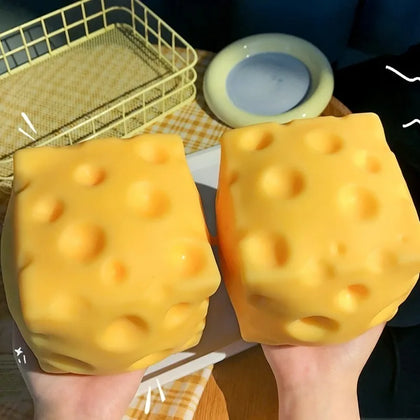 VaultBlobs Giant Cheese Block Squishy — Jumbo Slow-Rise Stress Toy