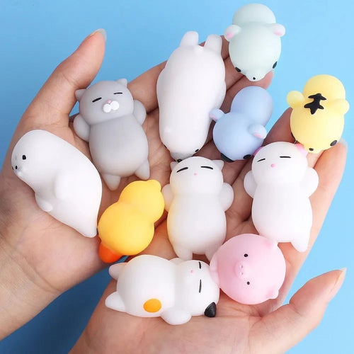 VaultBlobs Glow-in-the-Dark Mochi Squishy Set — Kawaii Animal Squeeze Pack