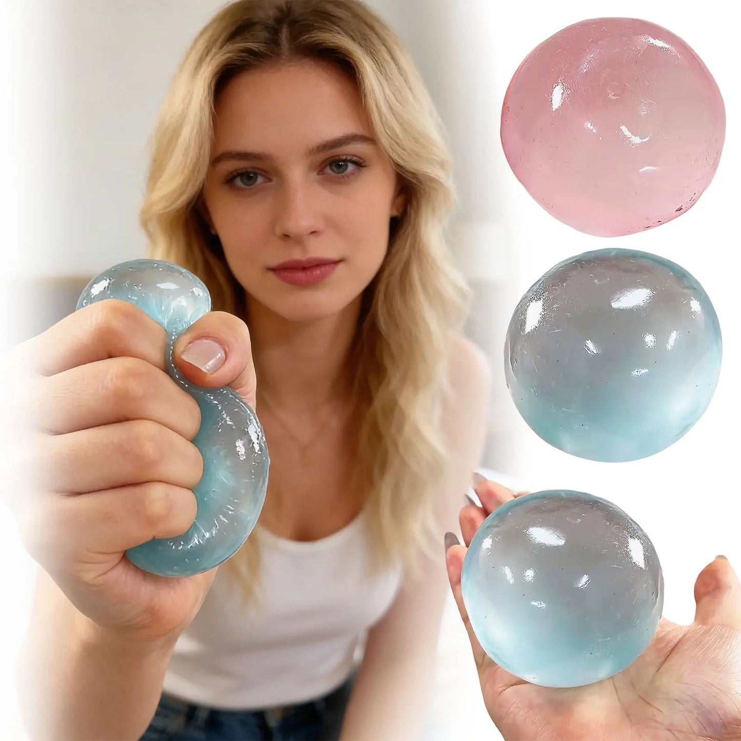 Transparent Crystal Squishy Stress Ball – Anti-Anxiety Decompression Fidget Toy
