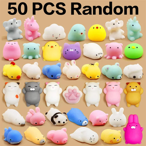 VaultBlobs Kawaii Mochi Squishy 50-Pack — Animal Squeeze Party Pack