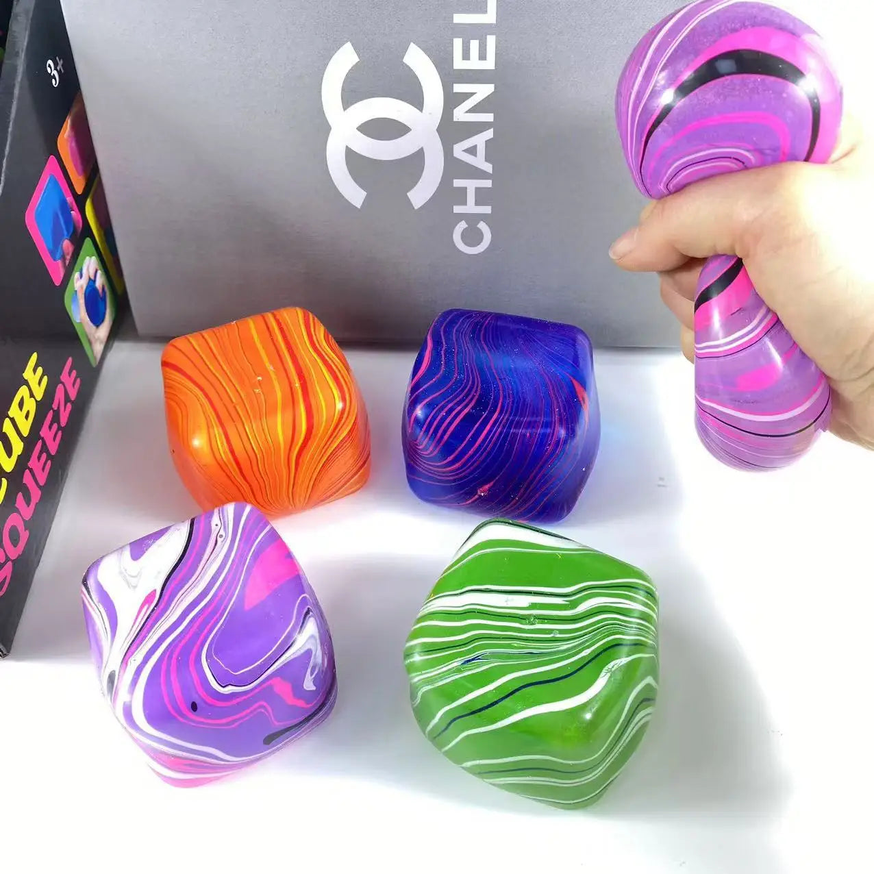 Marble Swirl Squishy Fidget Toy – Anti-Anxiety Hand Squeeze Sensory Ball