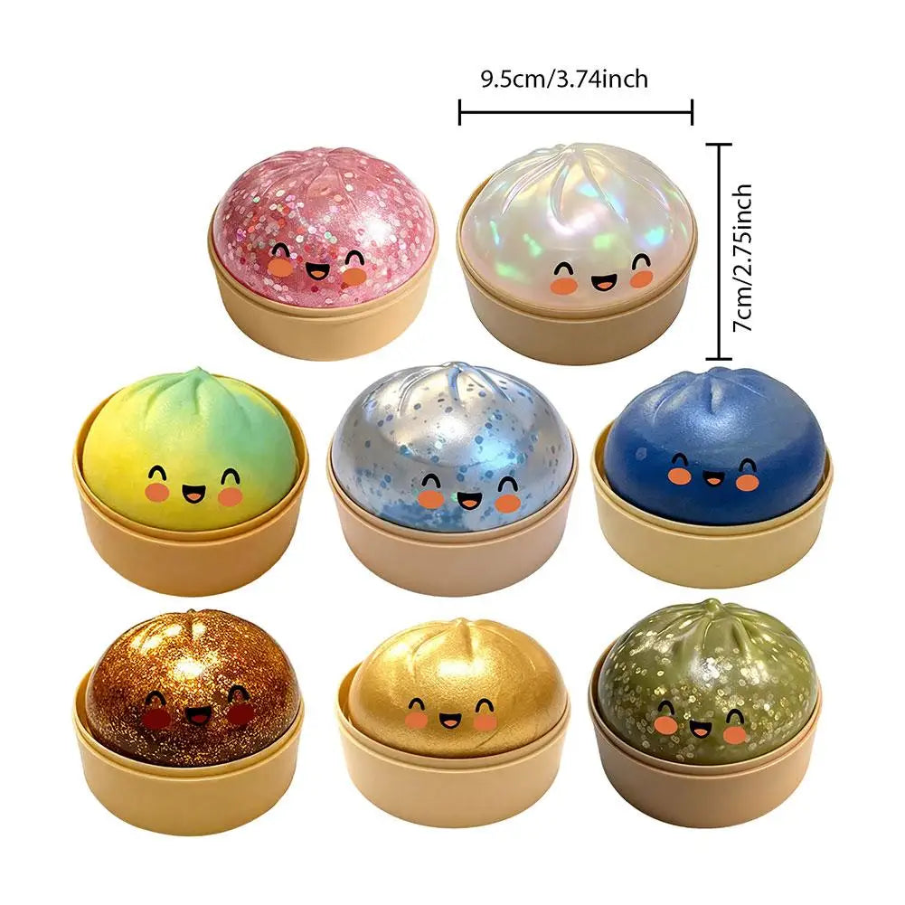 VaultBlobs Steamed Bun Squishy — Slow-Rising Glitter Stress Ball