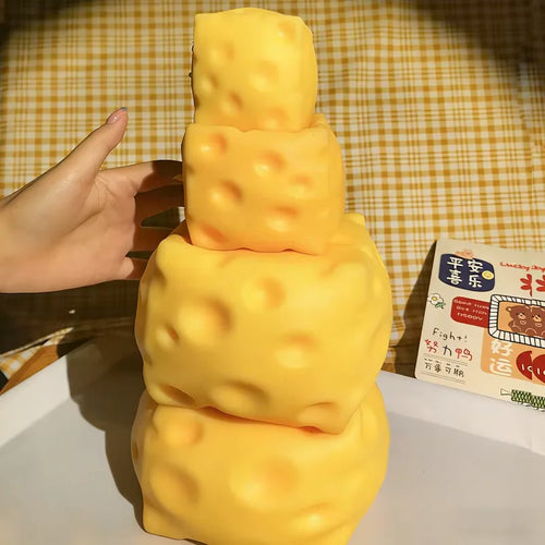 VaultBlobs Cheese Tower Squishy — Jumbo Slow-Rise Squeeze Stack