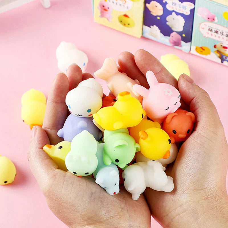 Glow in the Dark Mochi Squishy Set – Kawaii Animal Stress Relief Party Favors