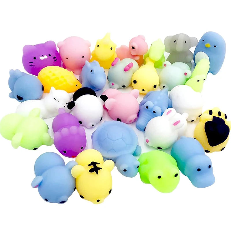 Glow in the Dark Mochi Squishy Set – Kawaii Animal Stress Relief Party Favors