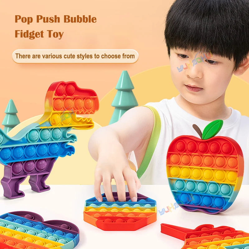 Rainbow Pop Push Bubble Fidget Toy – Sensory Stress Relief for Kids &amp; Adults
