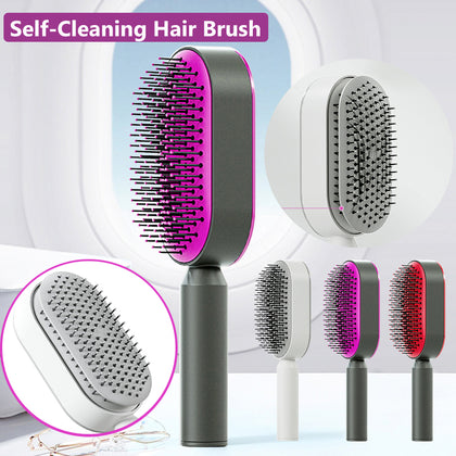 One-Click Self-Cleaning Hair Brush