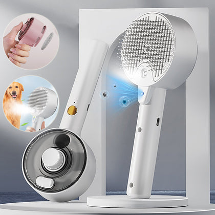 3-in-1 Steam Pet Brush — Self-Cleaning Grooming for Cats & Dogs