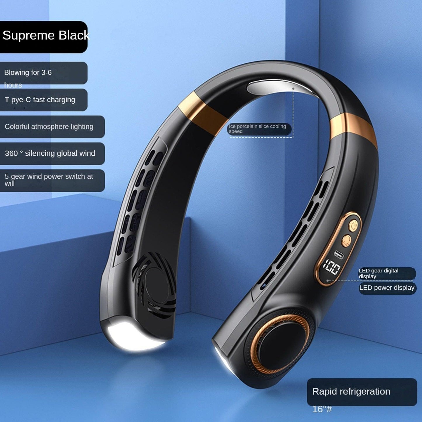 ChillCollar™ Neck Fan ❄️ — Bladeless 5-Speed Wearable Cooling