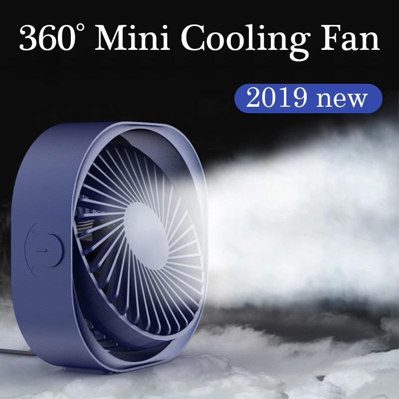 SpinBreeze™ 360° Mini Fan 💨 — 3-Speed Quiet Desktop Cooling